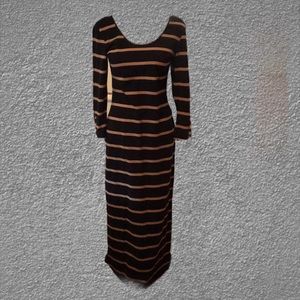 Downeast Black Dress with Tan Stripes